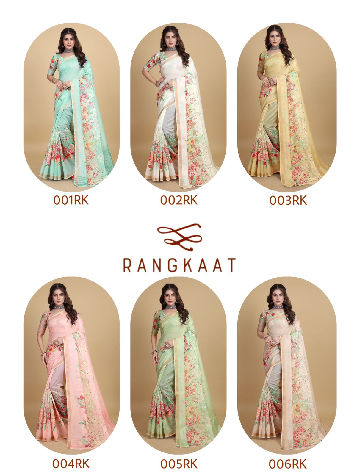 Rangkaat 001 Floral Printed Cotton Sarees Catalog
